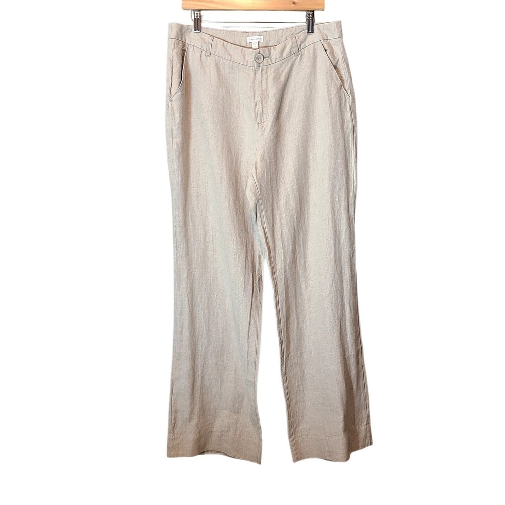 Garnet Hill Women's Wide Leg 100% Linen Pants Size L